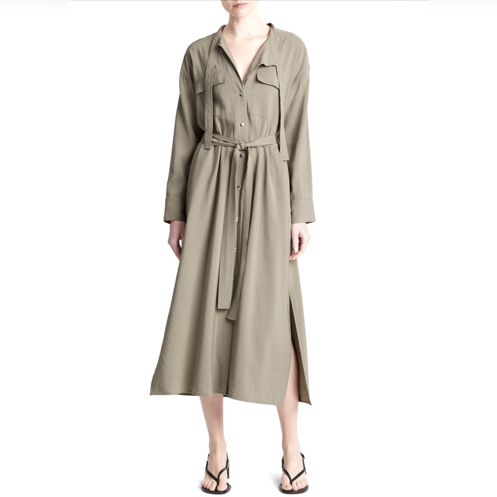 VINCE Soft Long Sleeve Utility Shirtdress